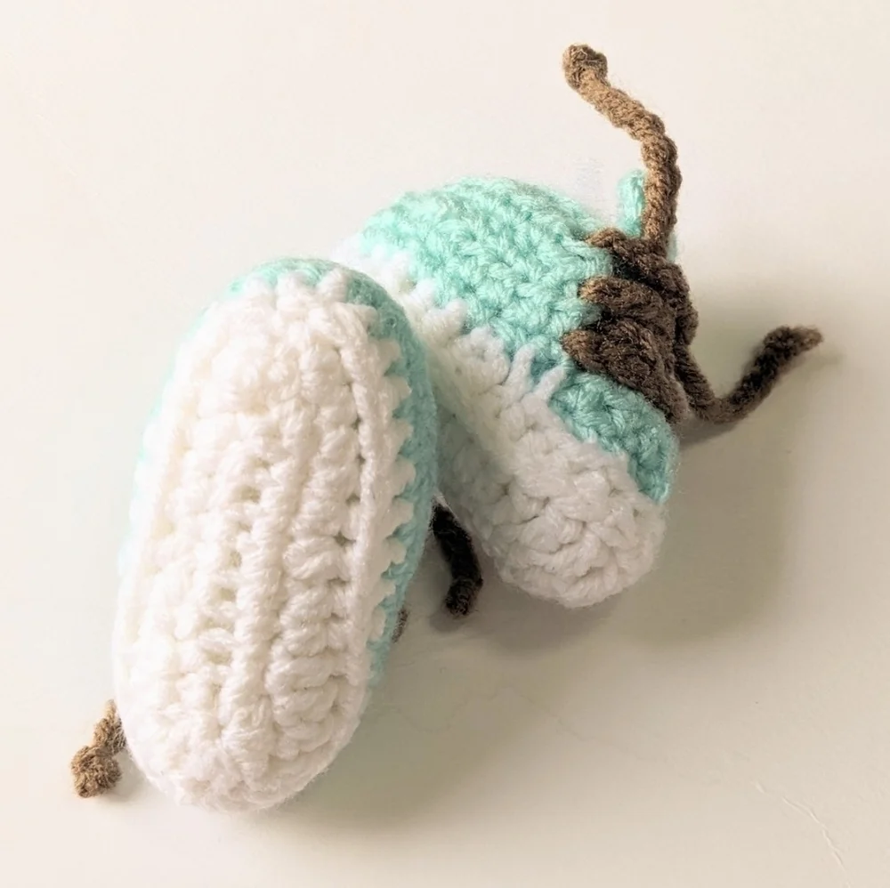 Handmade Matching Crochet Whale Lovey Baby Crib Set in Aqua and Brown-ish/Tan